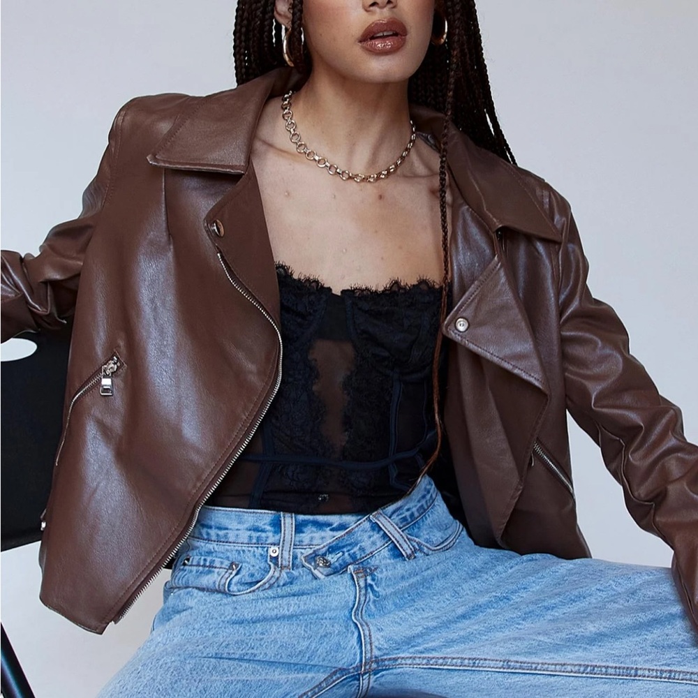 Princess Polly PU Cropped Jacket